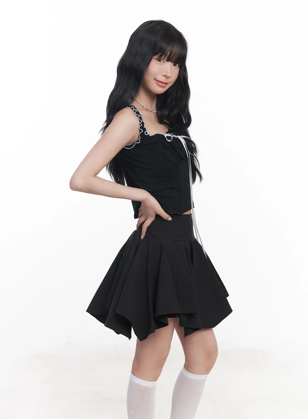 Shirred Ribbon Crop Tank Top CY527 - Image 5