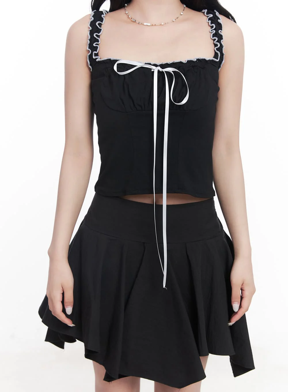 Shirred Ribbon Crop Tank Top CY527 - Image 6