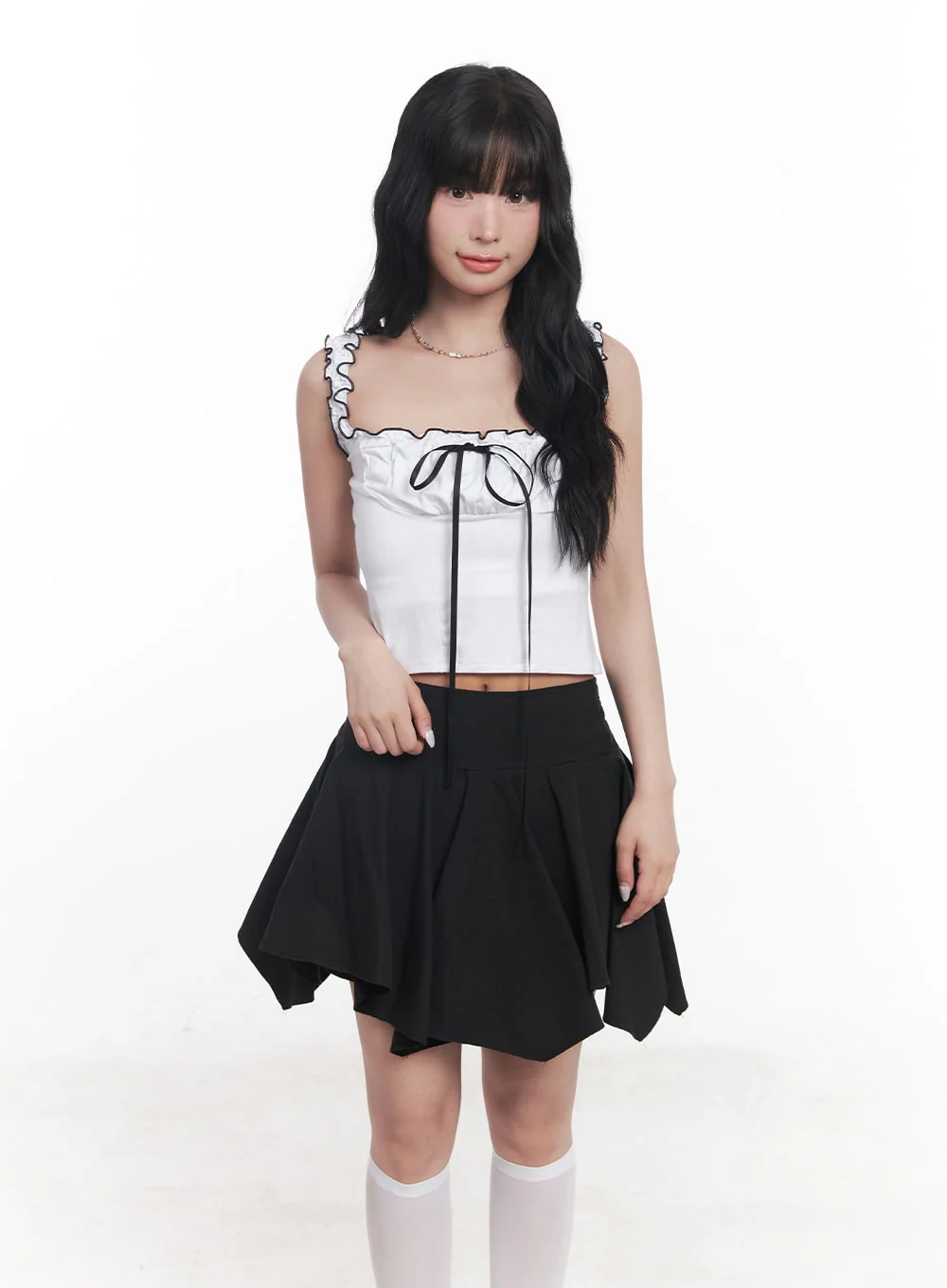 Shirred Ribbon Crop Tank Top CY527 - Image 9