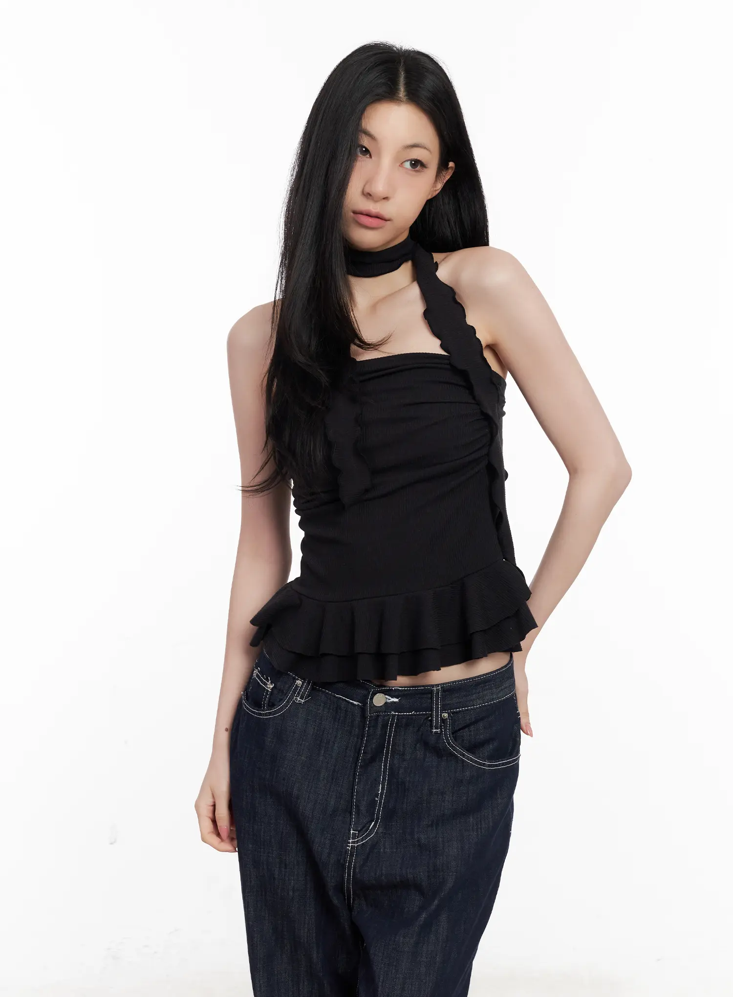 Shirred Ruffle Tube Top and Scarf Set CL501 - Image 16