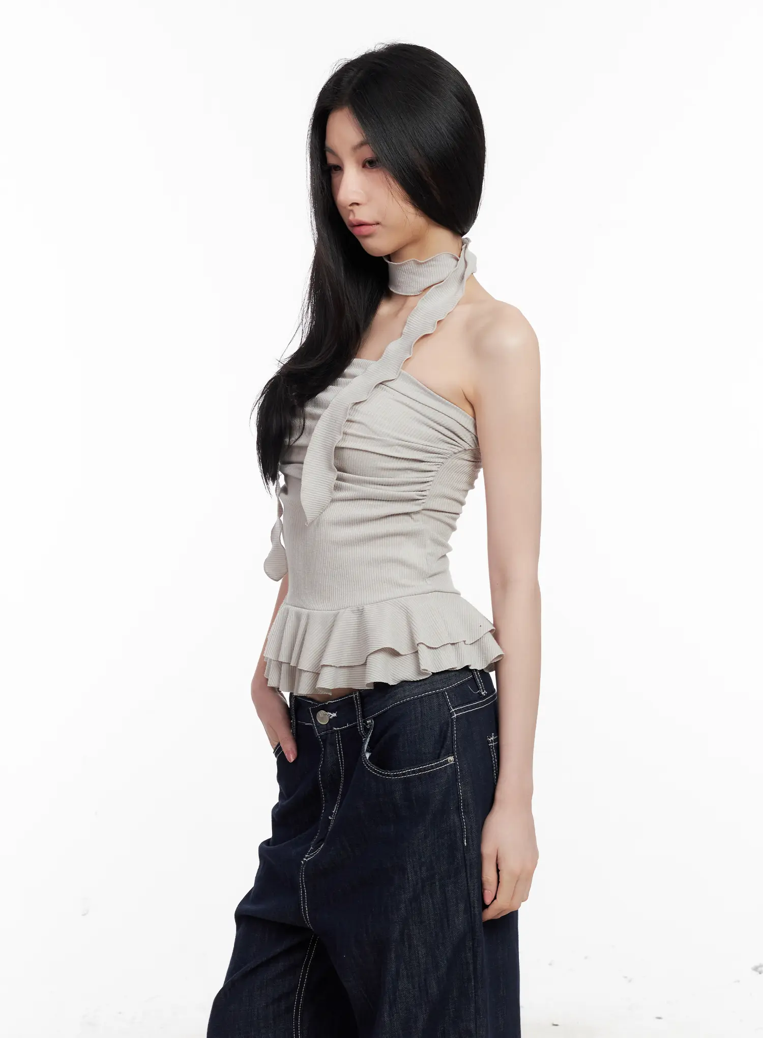 Shirred Ruffle Tube Top and Scarf Set CL501 - Image 4