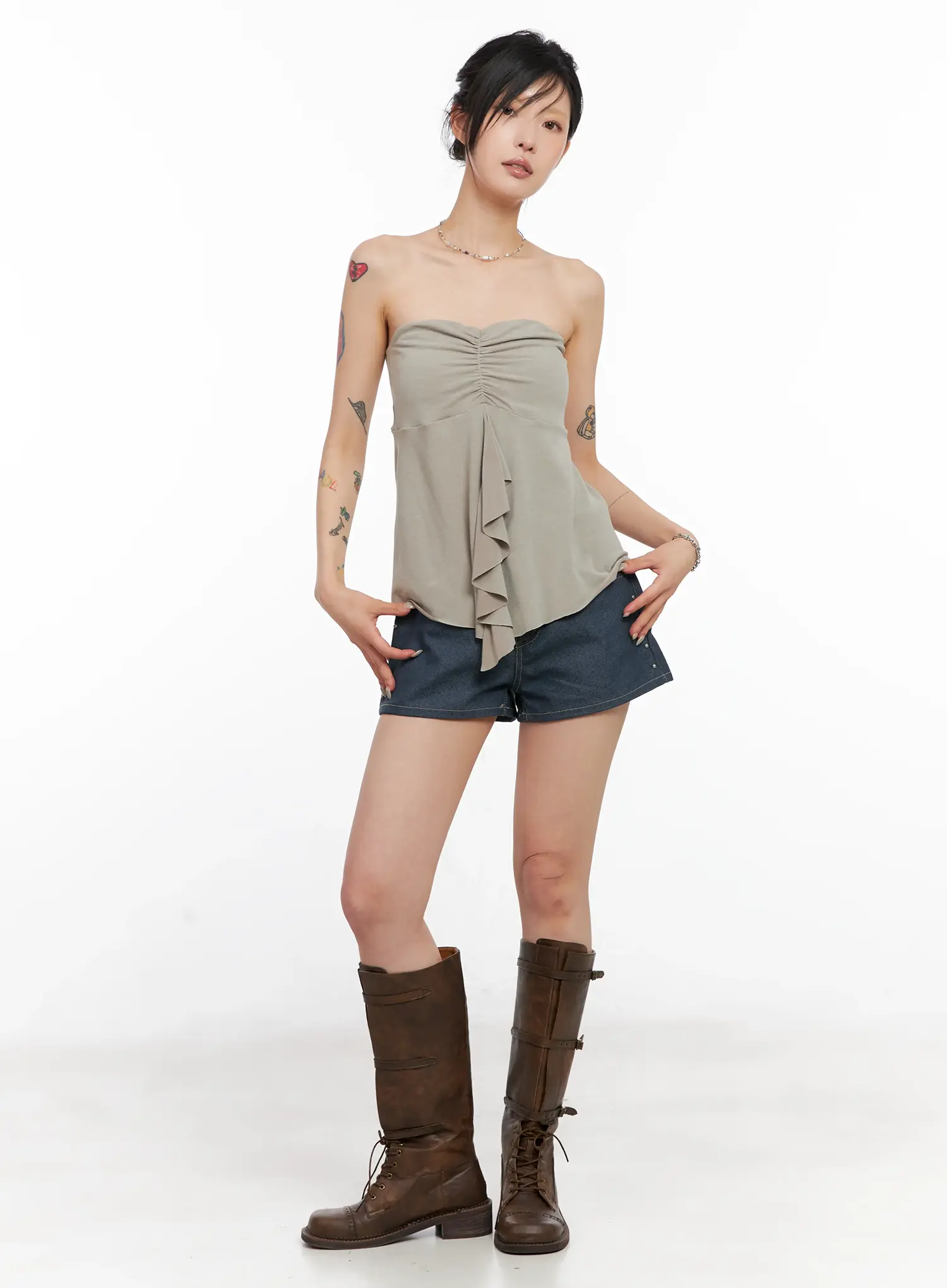 Shirred Ruffle Tube Top CL525 - Image 4