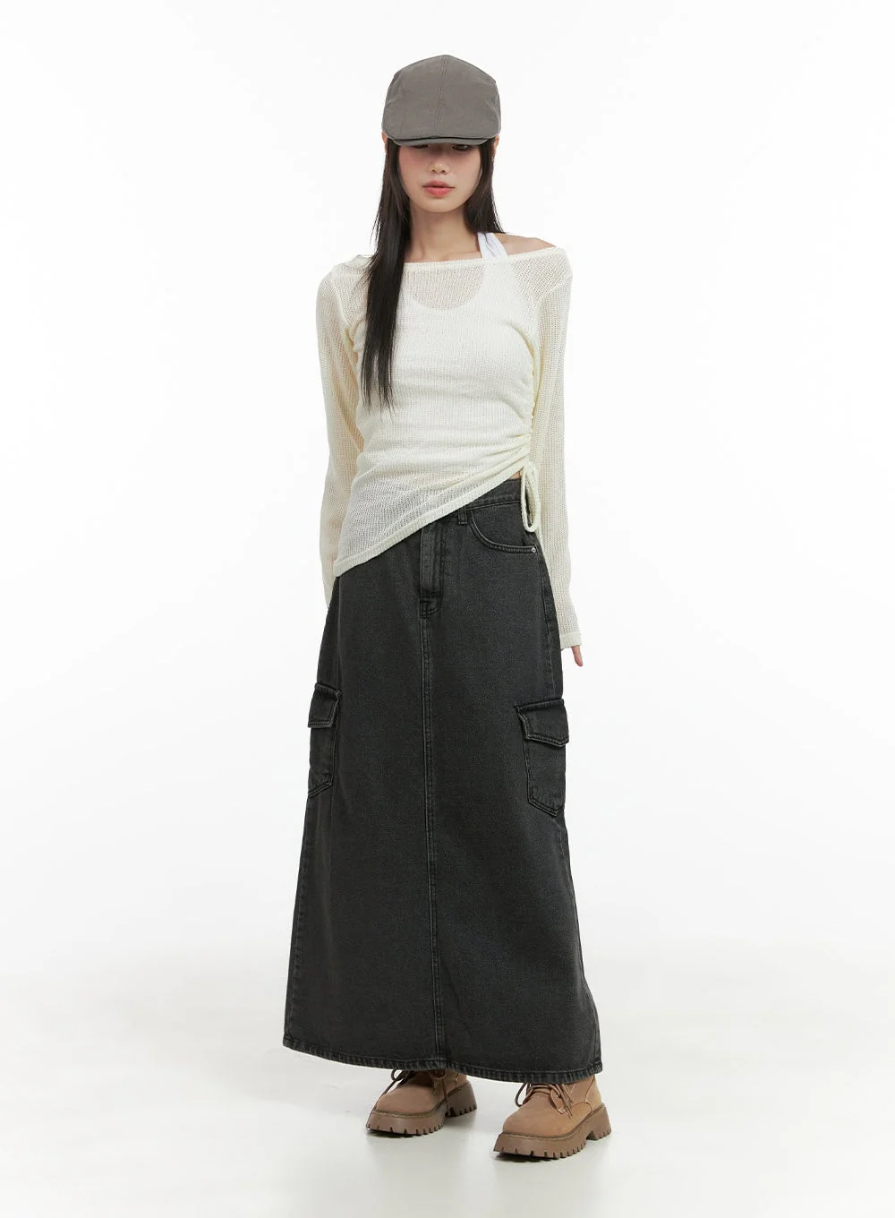 Shirred See-Through One Shoulder Top CG426 - Image 2