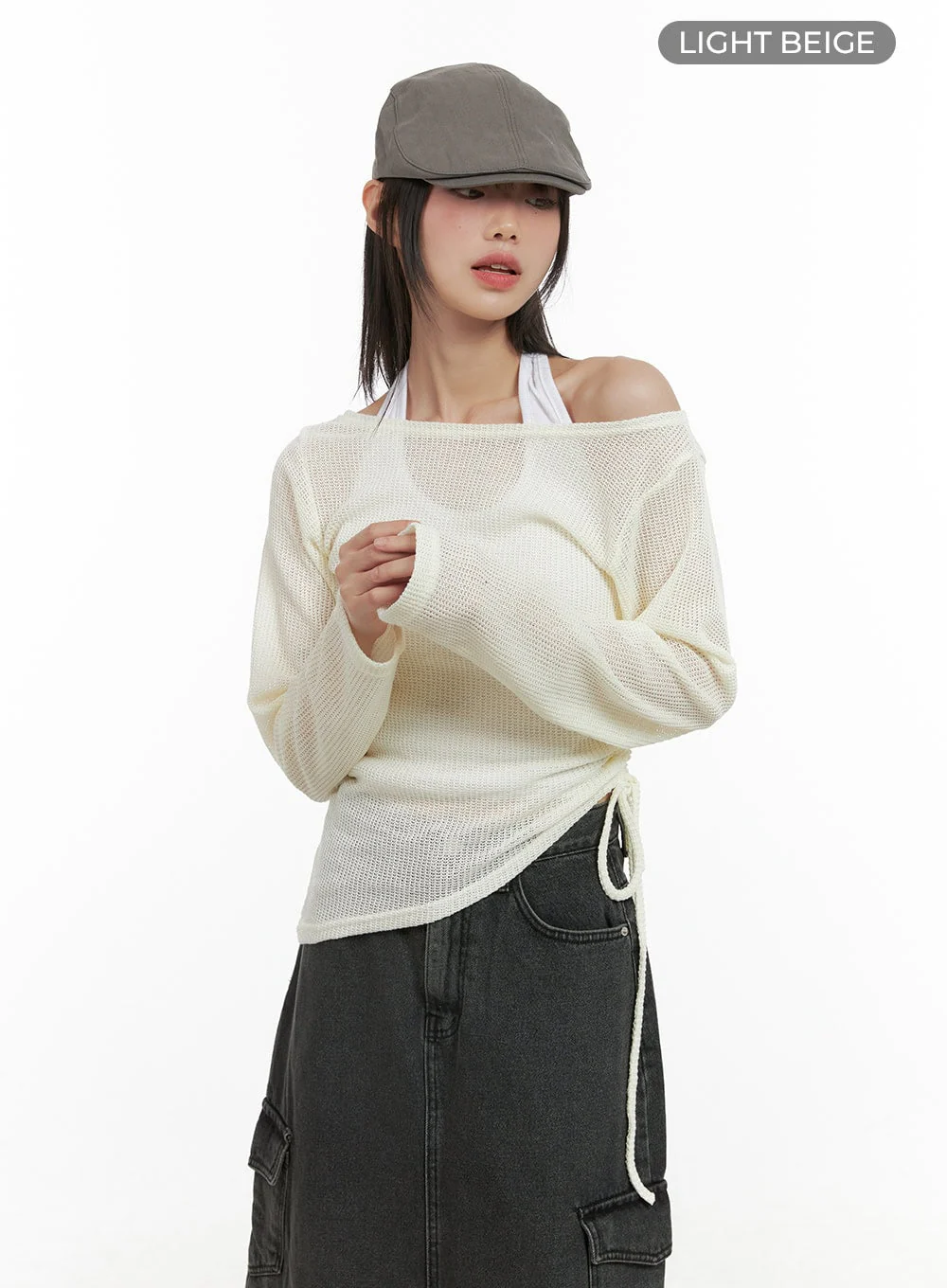 Shirred See-Through One Shoulder Top CG426 - Image 8