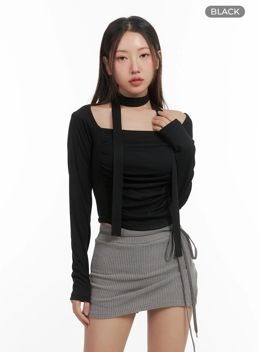 Shirred Square Neck Crop Top CO417 - Image 10