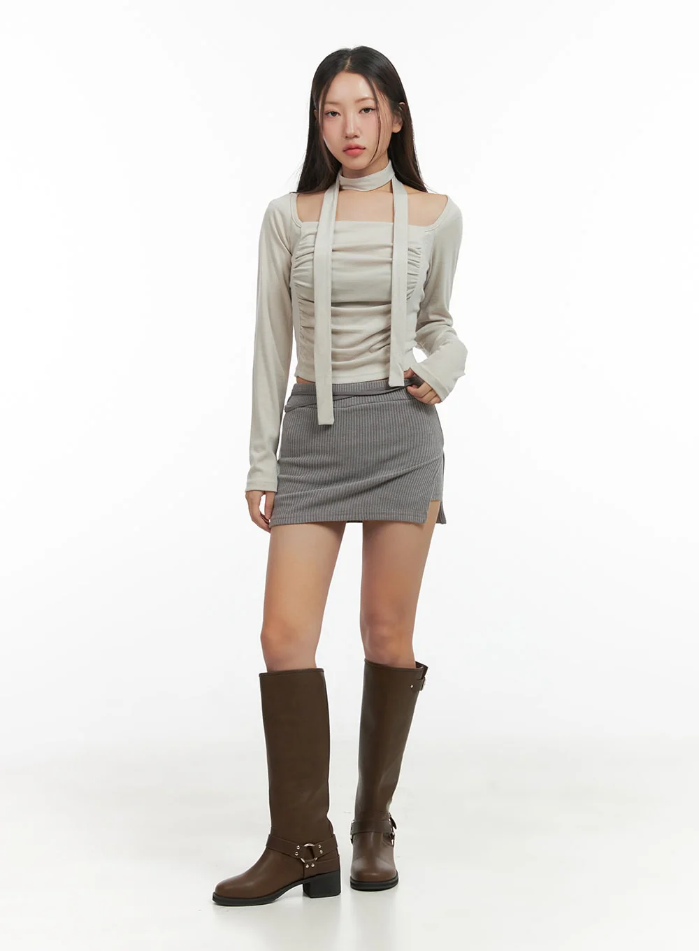 Shirred Square Neck Crop Top CO417 - Image 2