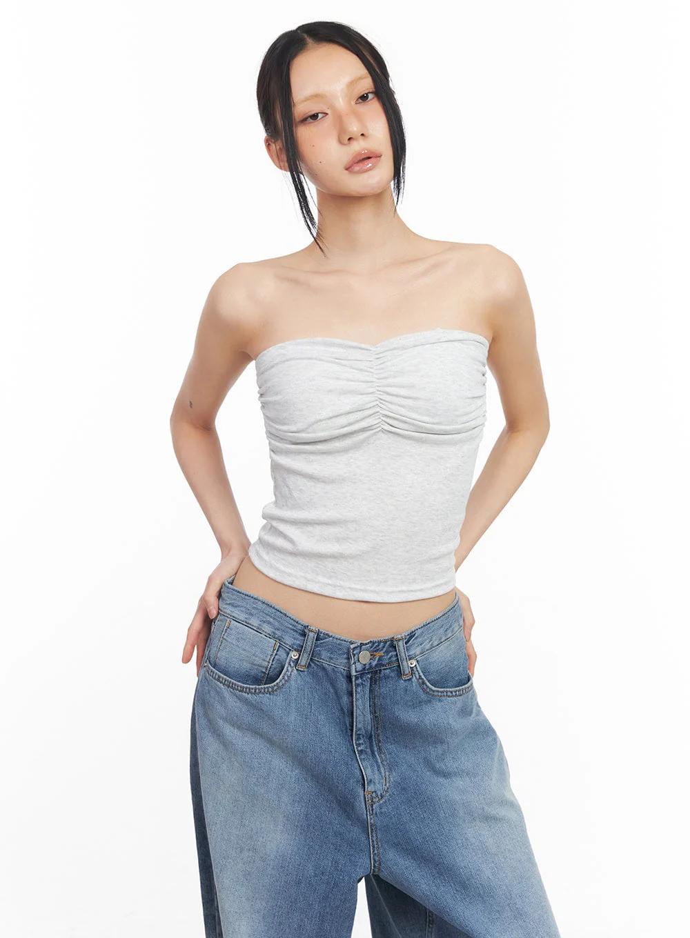 Shirring Padded Tube Top CY528