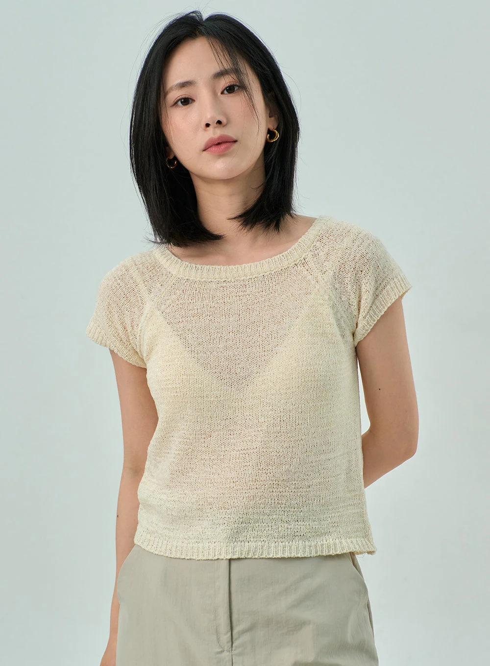 Short Sleeve Mesh Sweater OY310 - Image 4