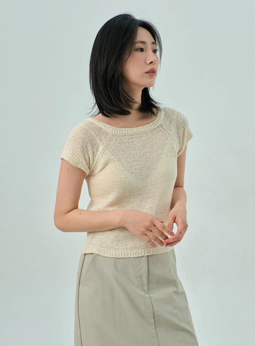 Short Sleeve Mesh Sweater OY310 - Image 7