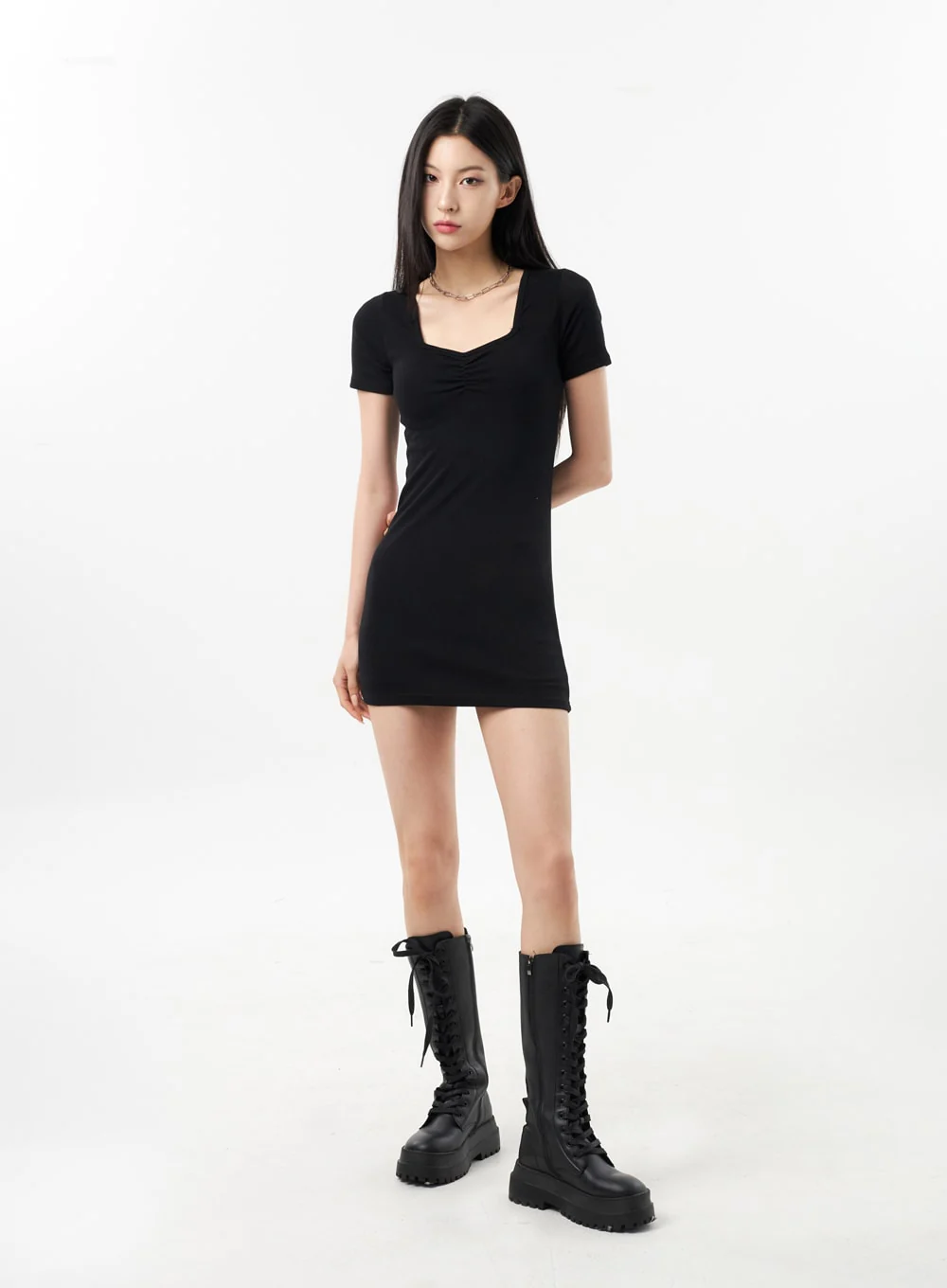 Short Sleeve Mini Dress CU309 - Image 4