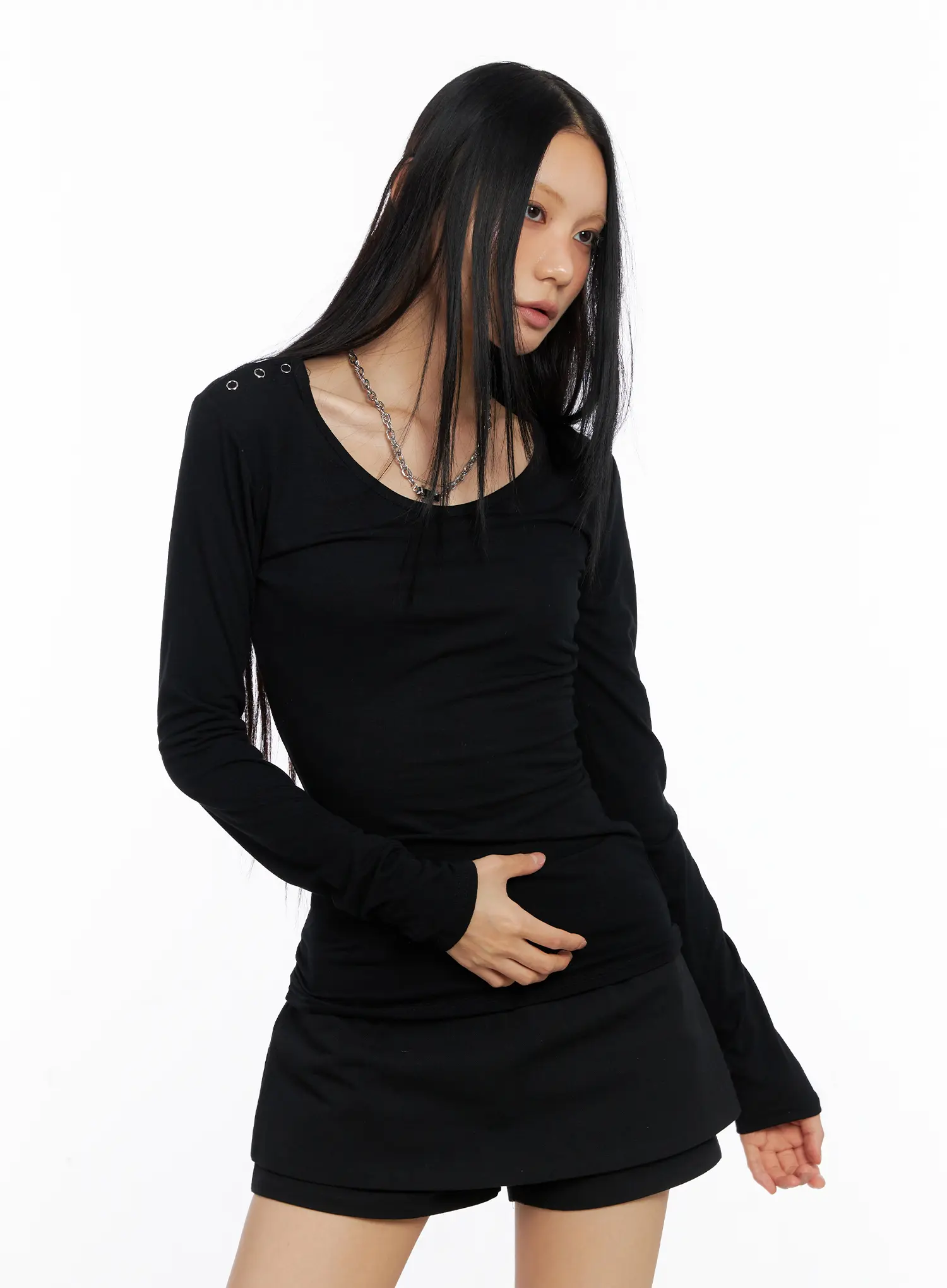 Shoulder Snap Detail Long Sleeve CS509 - Image 11