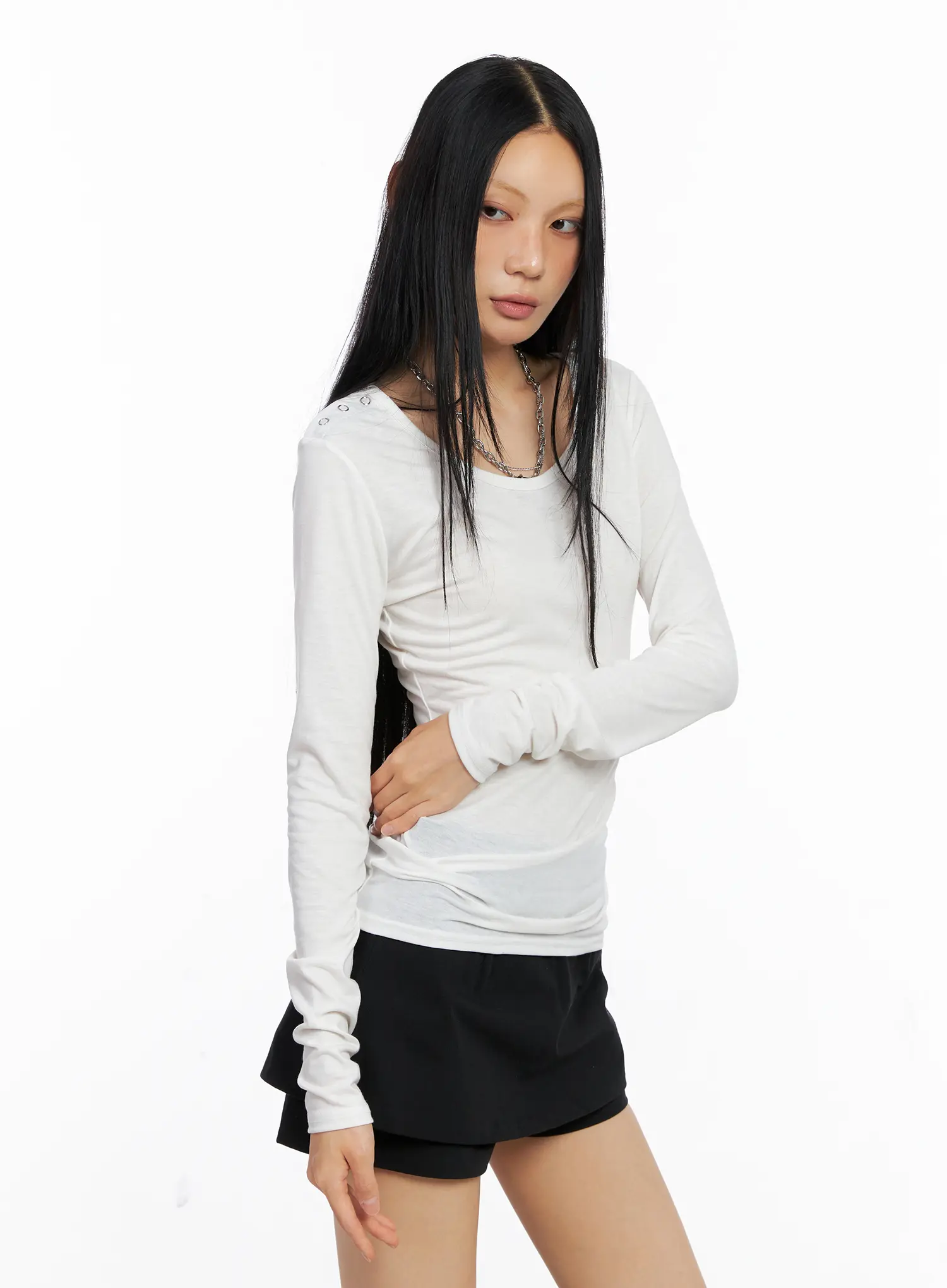 Shoulder Snap Detail Long Sleeve CS509 - Image 2
