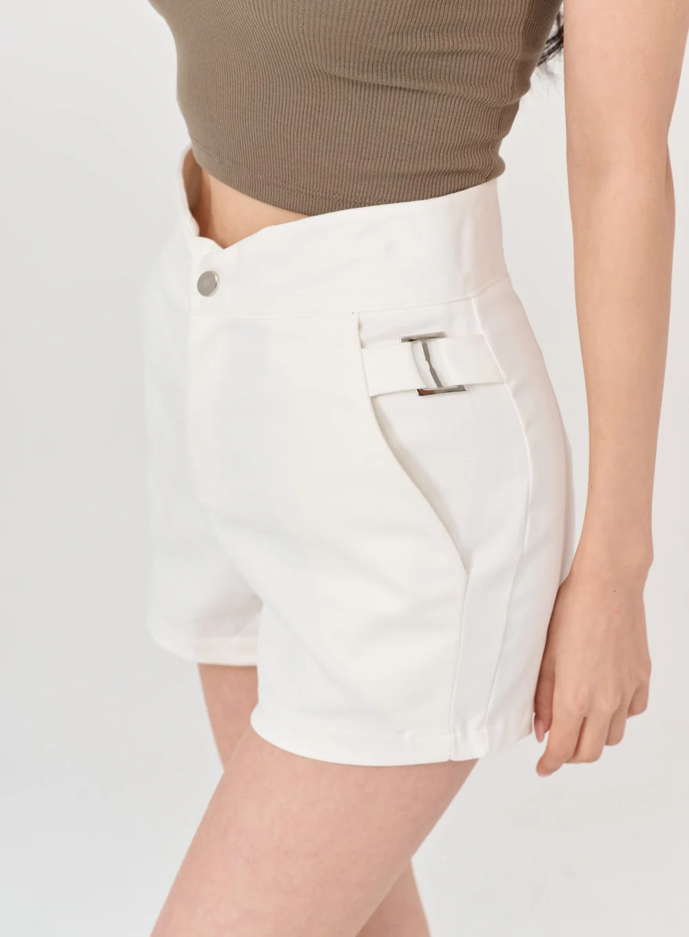 Side Belt Slit High Waist Short Pants IG18 - Image 9
