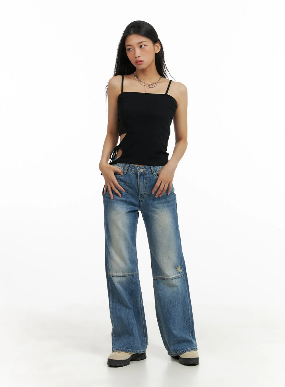 Side Cut Out Solid Cami Top CA424 - Image 2
