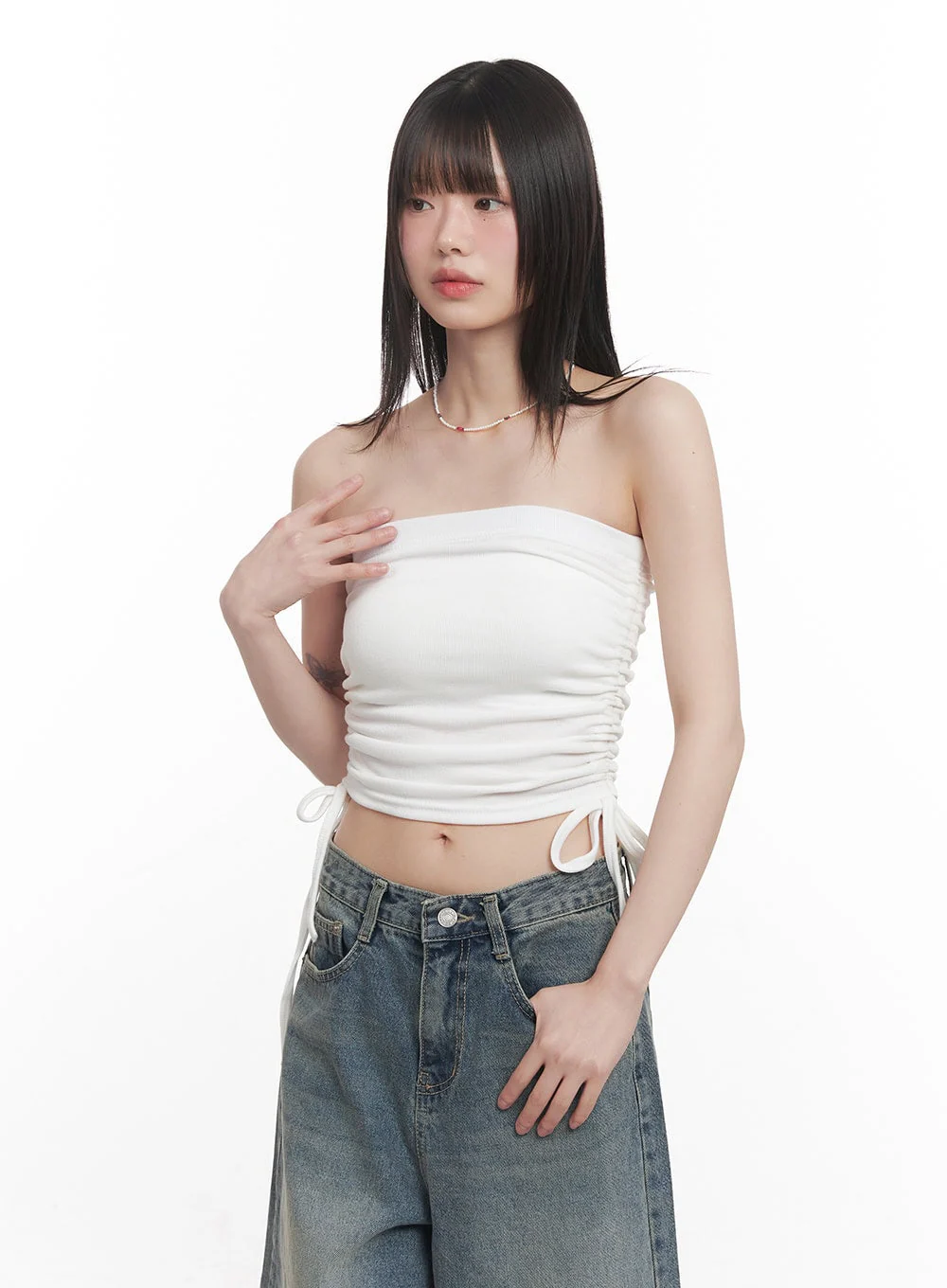 Side Ruched Tube Top CM520 - Image 15