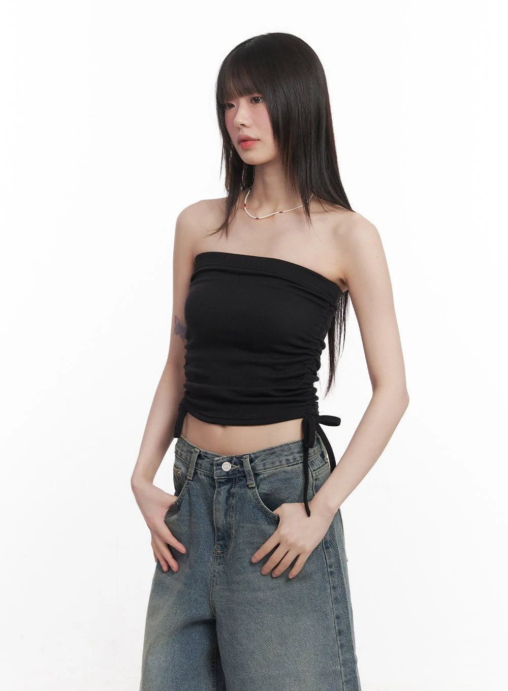 Side Ruched Tube Top CM520 - Image 17