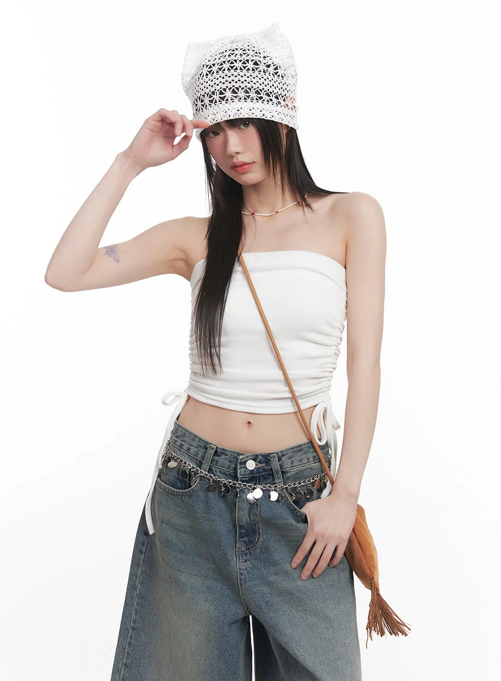 Side Ruched Tube Top CM520 - Image 4