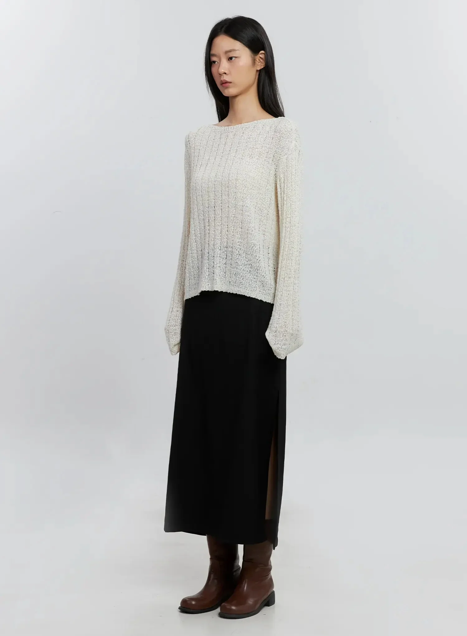 Side-Slit Midi Skirt IS515 - Image 8