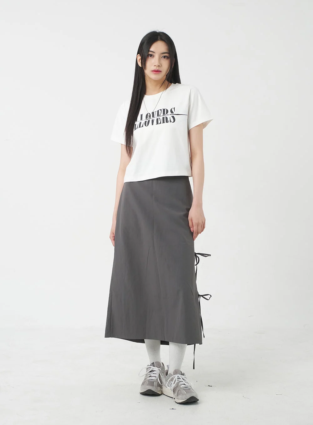 Side Slit Nylon Maxi Skirt BY312 - Image 3