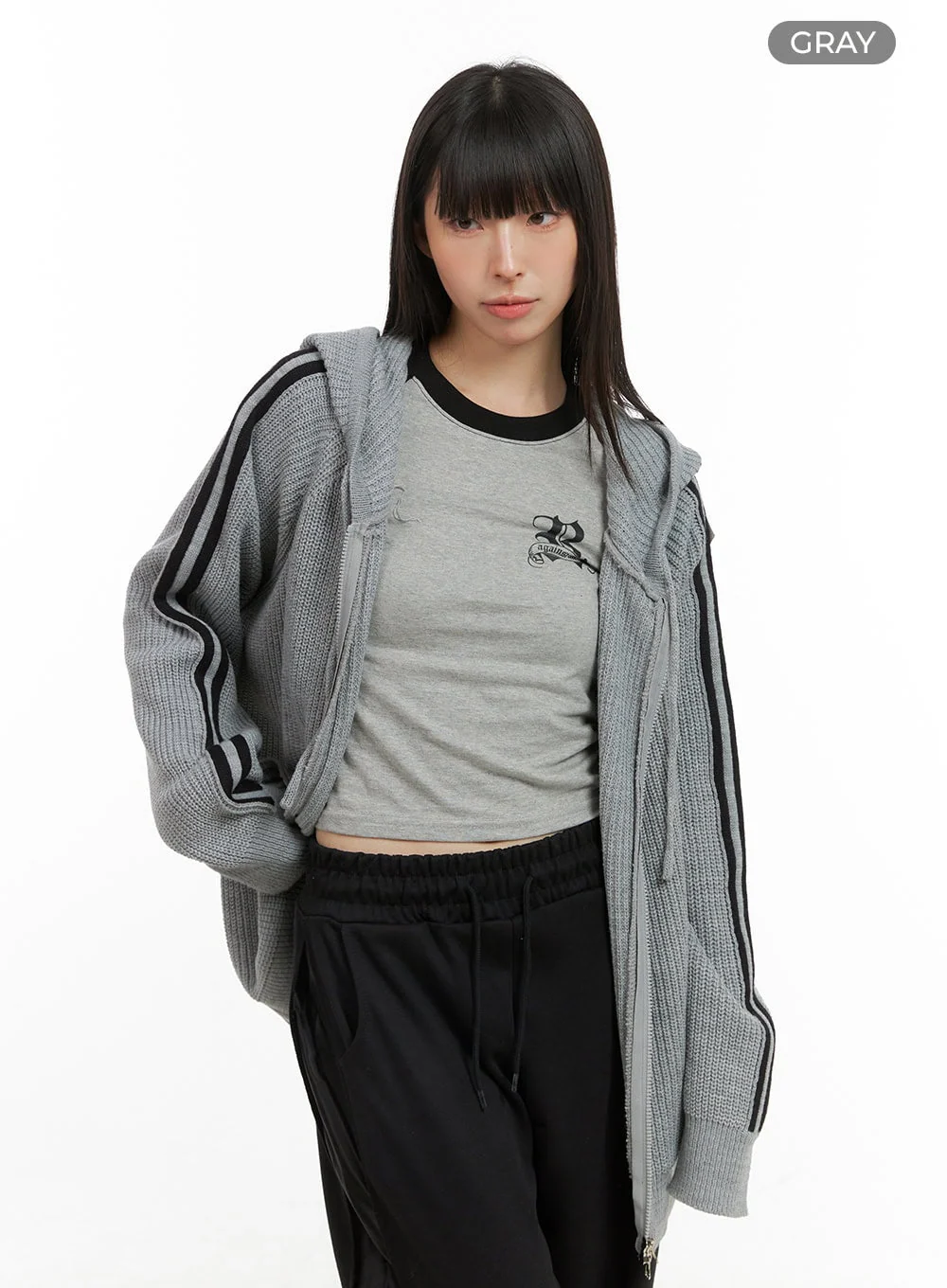 Side Stripe Knit Sweater Jacket CG420 - Image 10