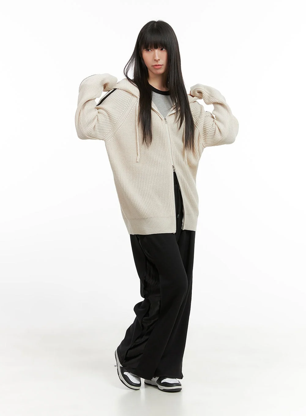 Side Stripe Knit Sweater Jacket CG420 - Image 2