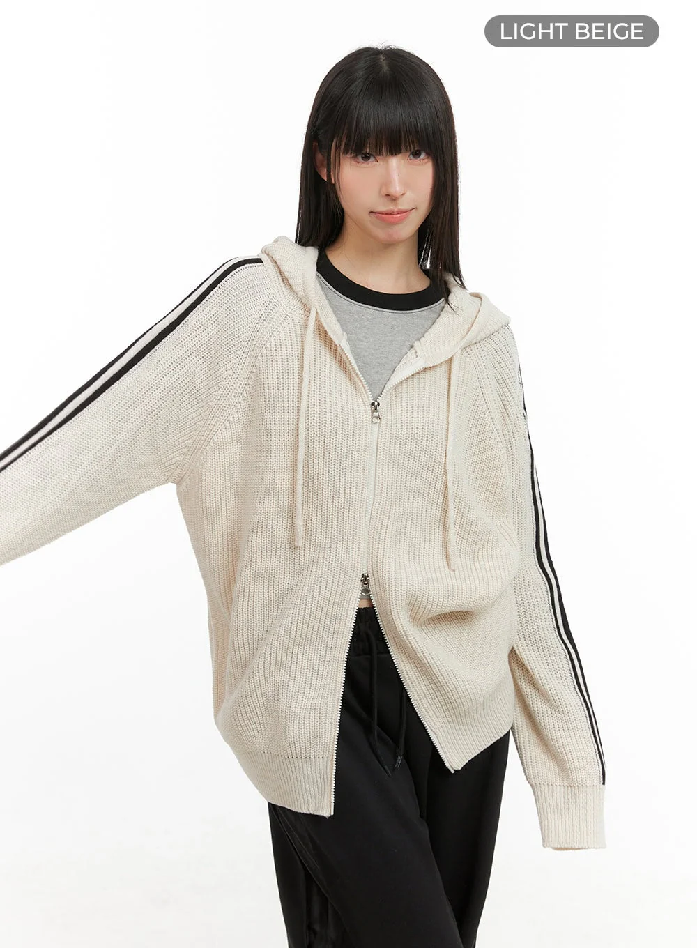 Side Stripe Knit Sweater Jacket CG420 - Image 7