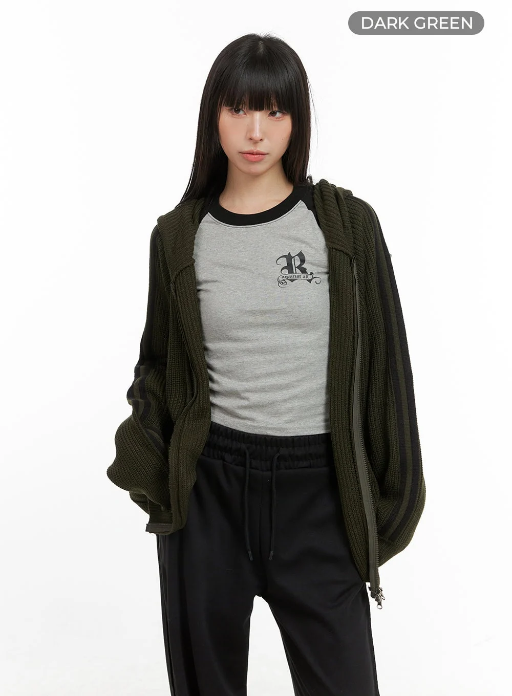 Side Stripe Knit Sweater Jacket CG420 - Image 9
