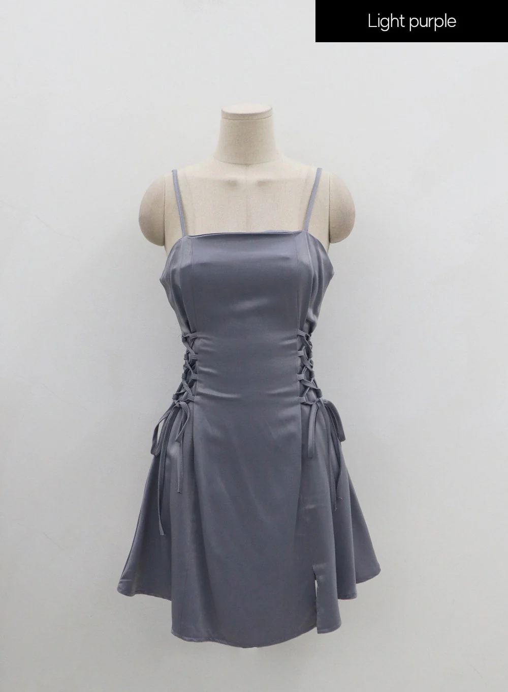 Silky Satin Cross Waist Tie Thin Strap Mini Dress IO27 - Image 11