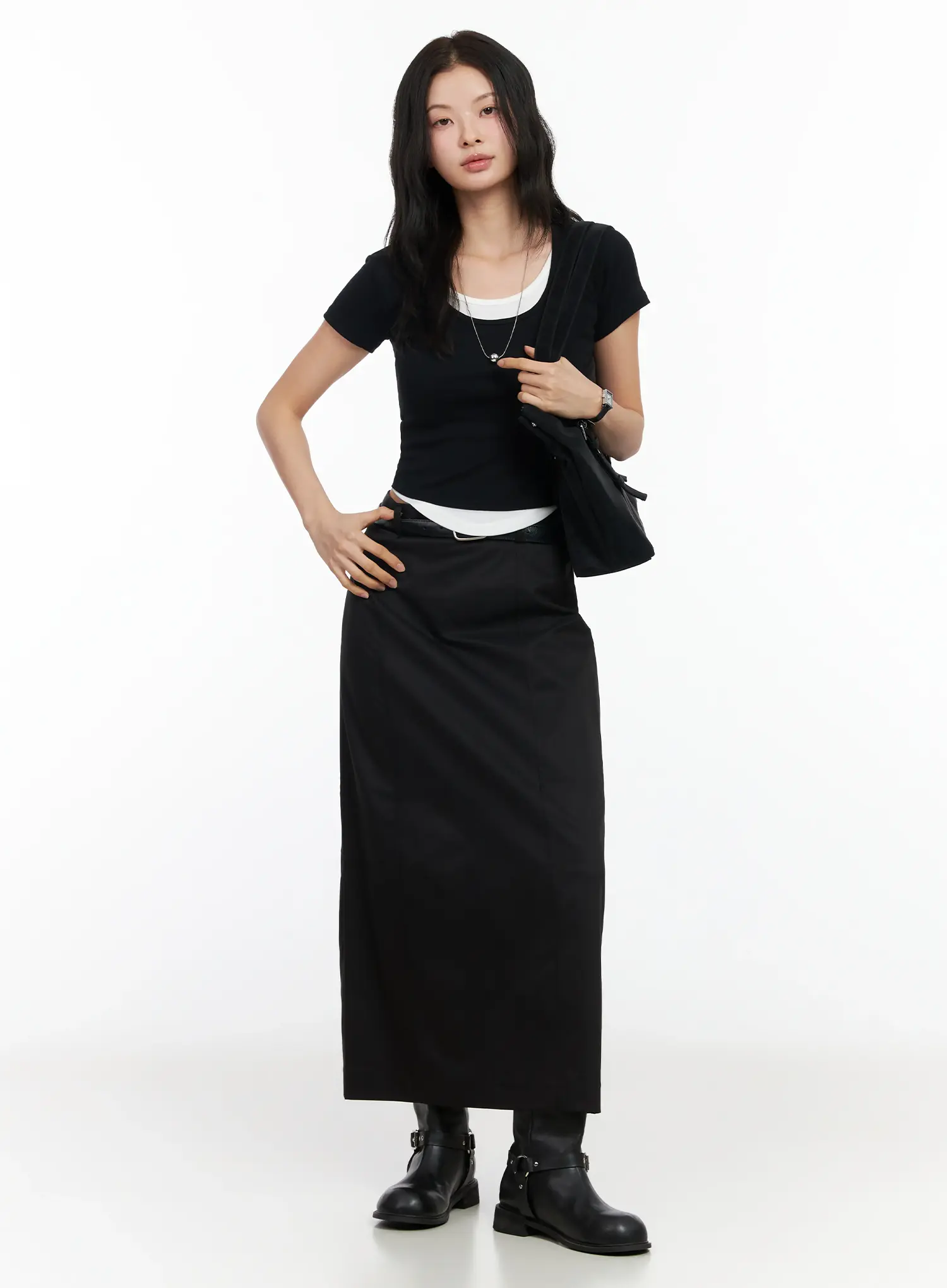Simple High-Waist Long Skirt IM524 - Image 11