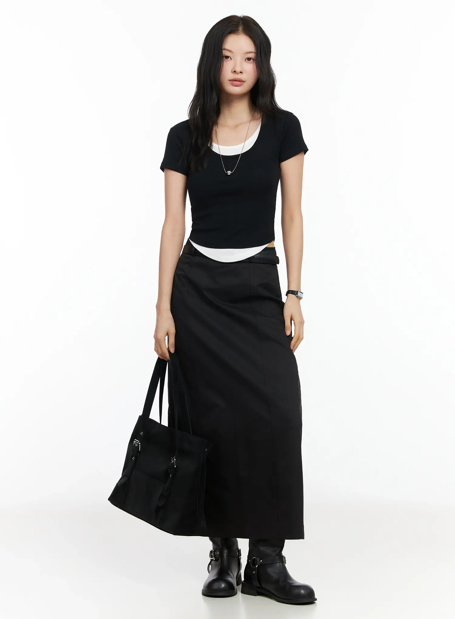 Simple High-Waist Long Skirt IM524 - Image 2