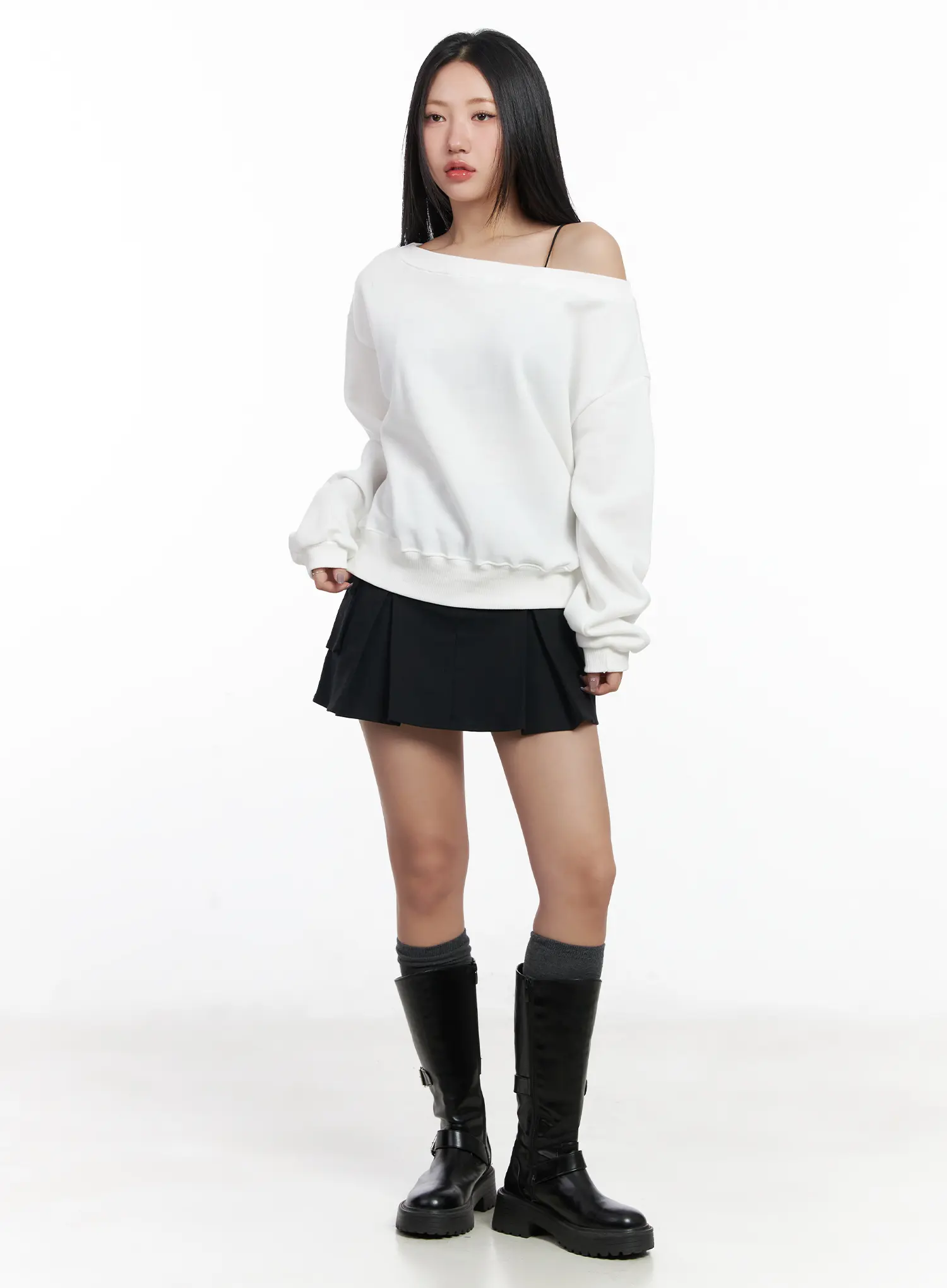 Simple Off-Shoulder Sweatshirt CF503 - Image 3