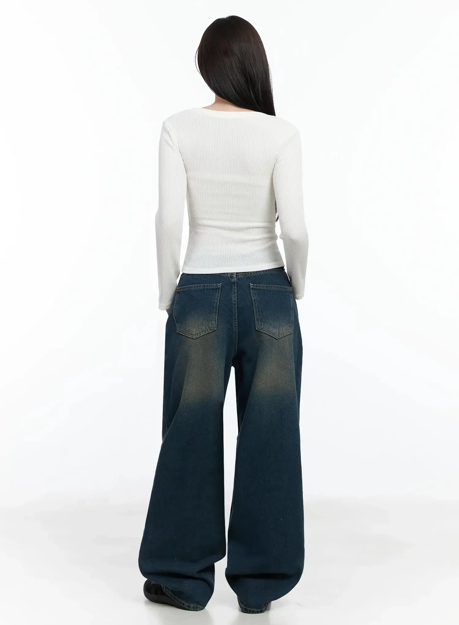 Simple Ribbed Round Neck Top IF502 - Image 11