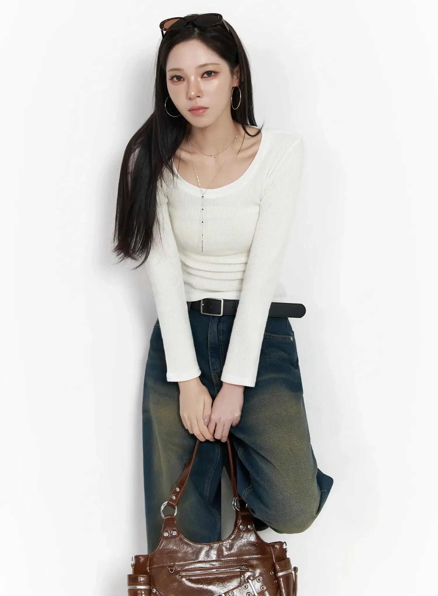 Simple Ribbed Round Neck Top IF502 - Image 12