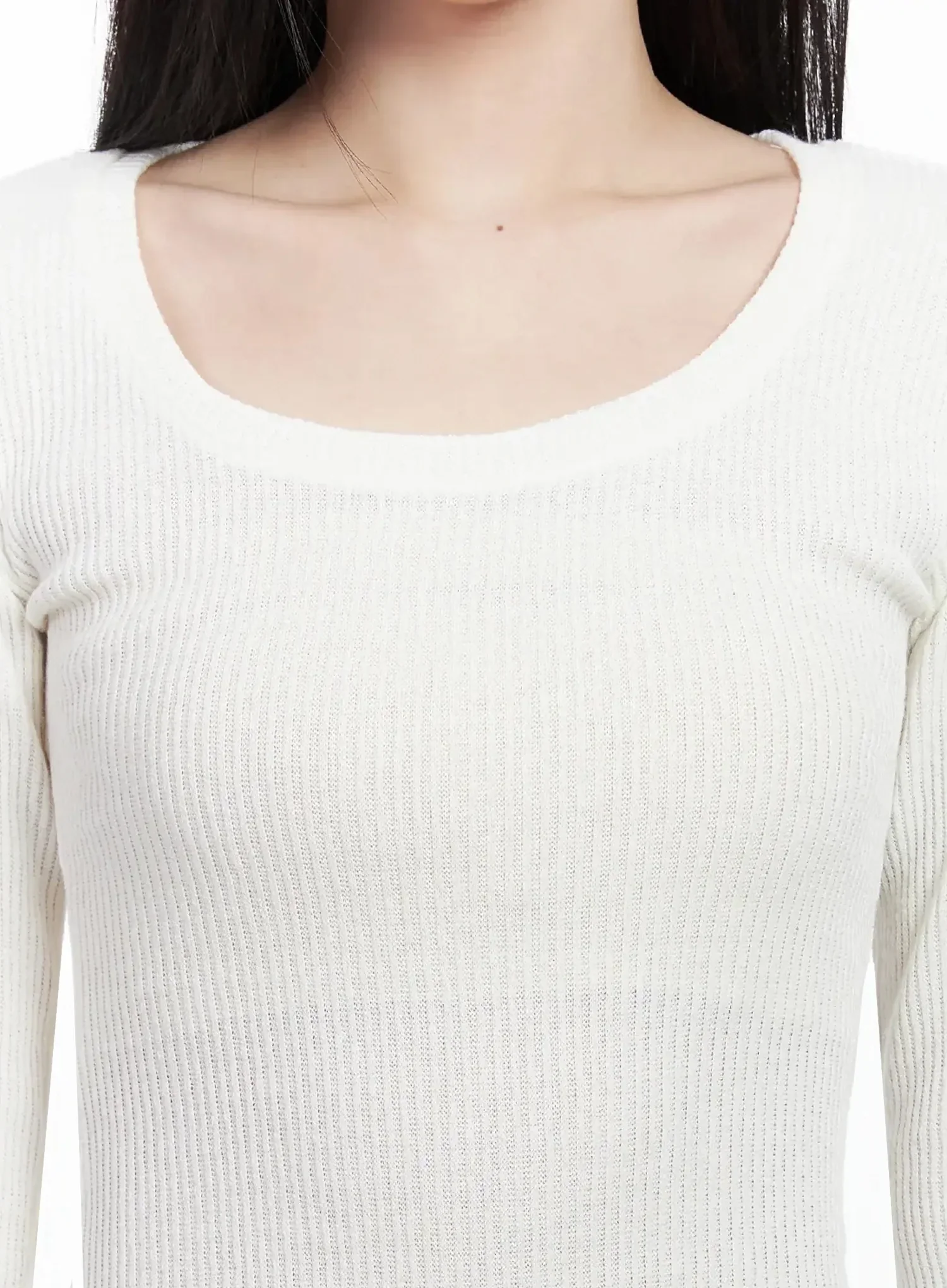 Simple Ribbed Round Neck Top IF502 - Image 3