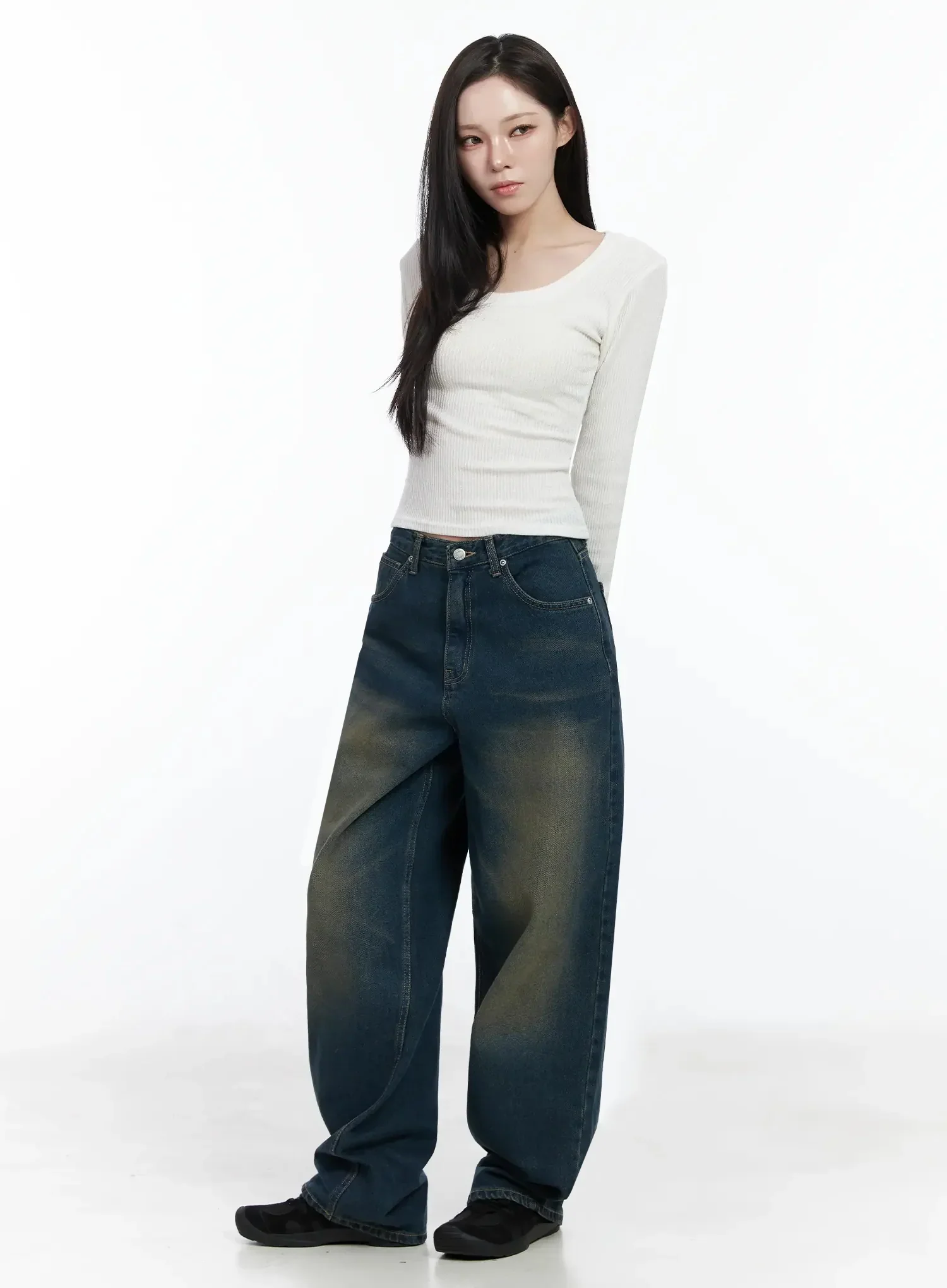 Simple Ribbed Round Neck Top IF502 - Image 9