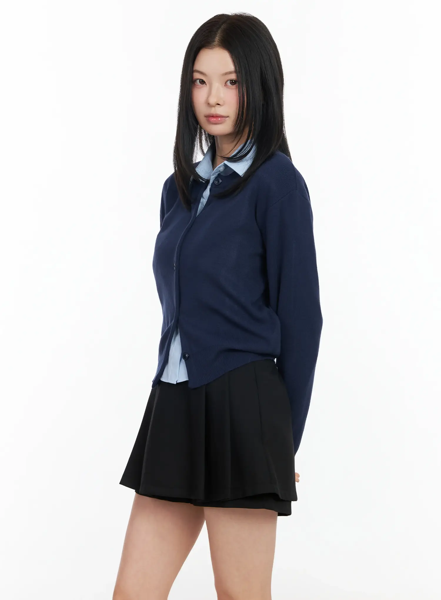 Simple Round Neck Cardigan IM524 - Image 7