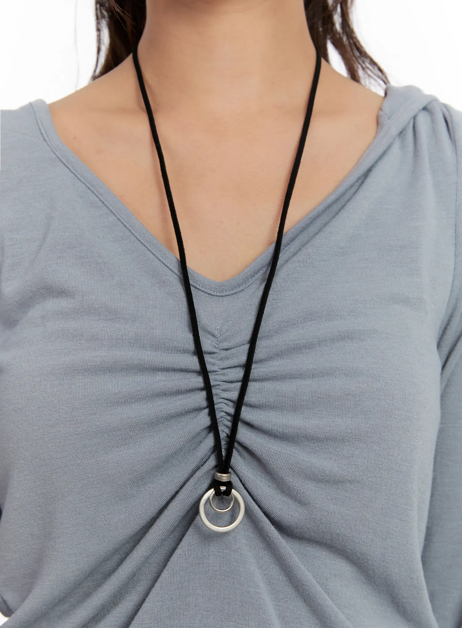 Sleek Double Ring Long Necklace CN527