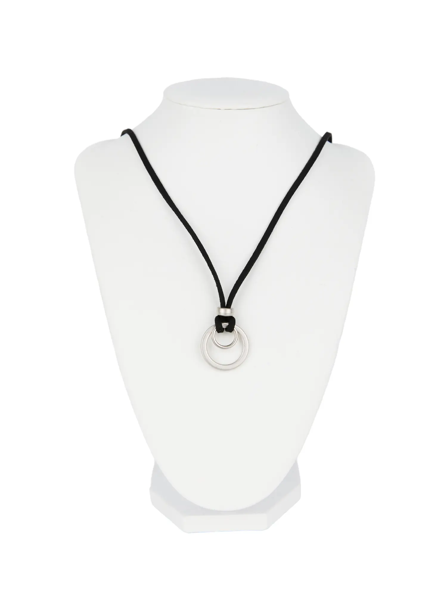 Sleek Double Ring Long Necklace CN527 - Image 4