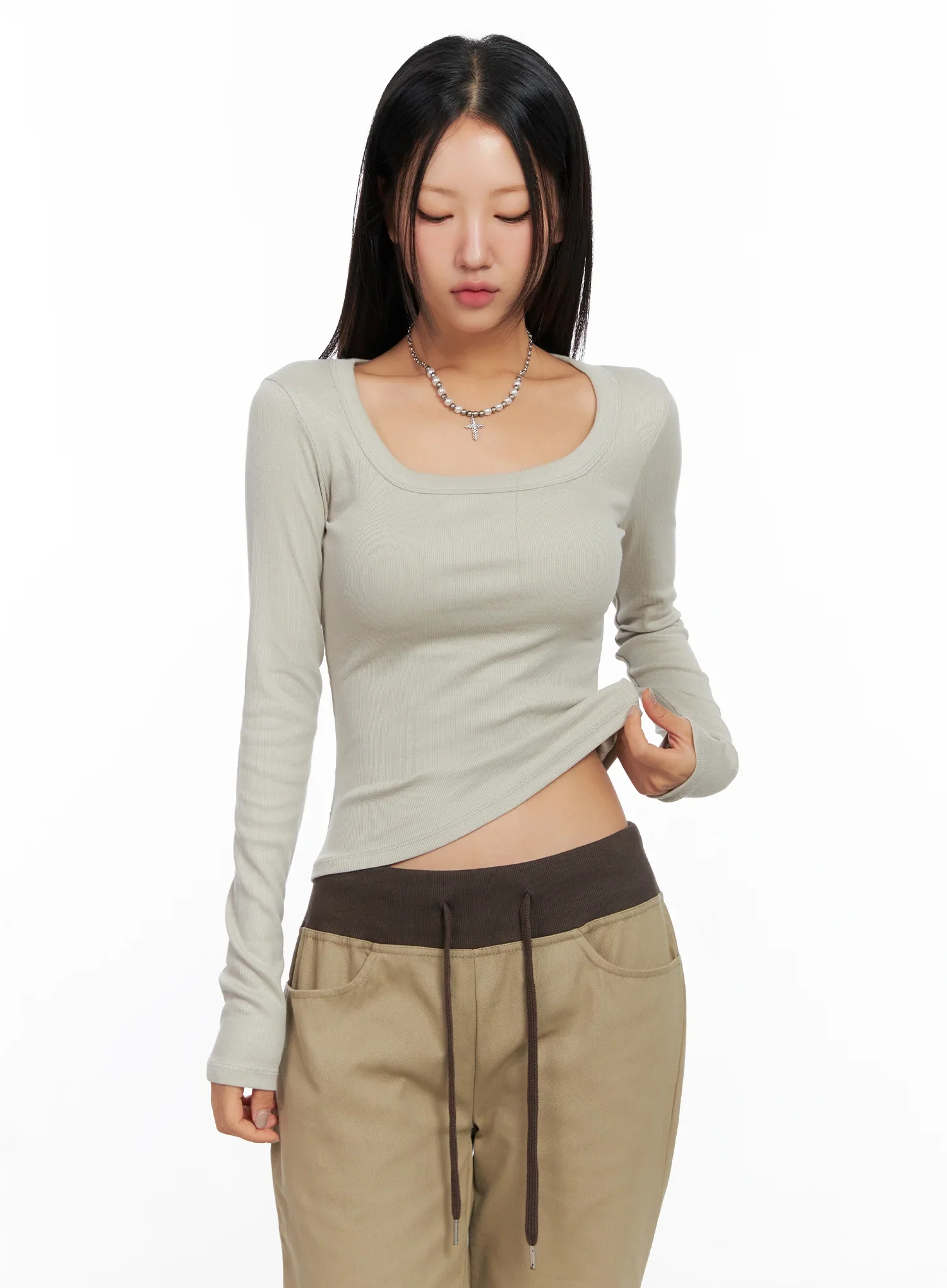 Slim Fit Basic Long Sleeve Top CO515 - Image 2