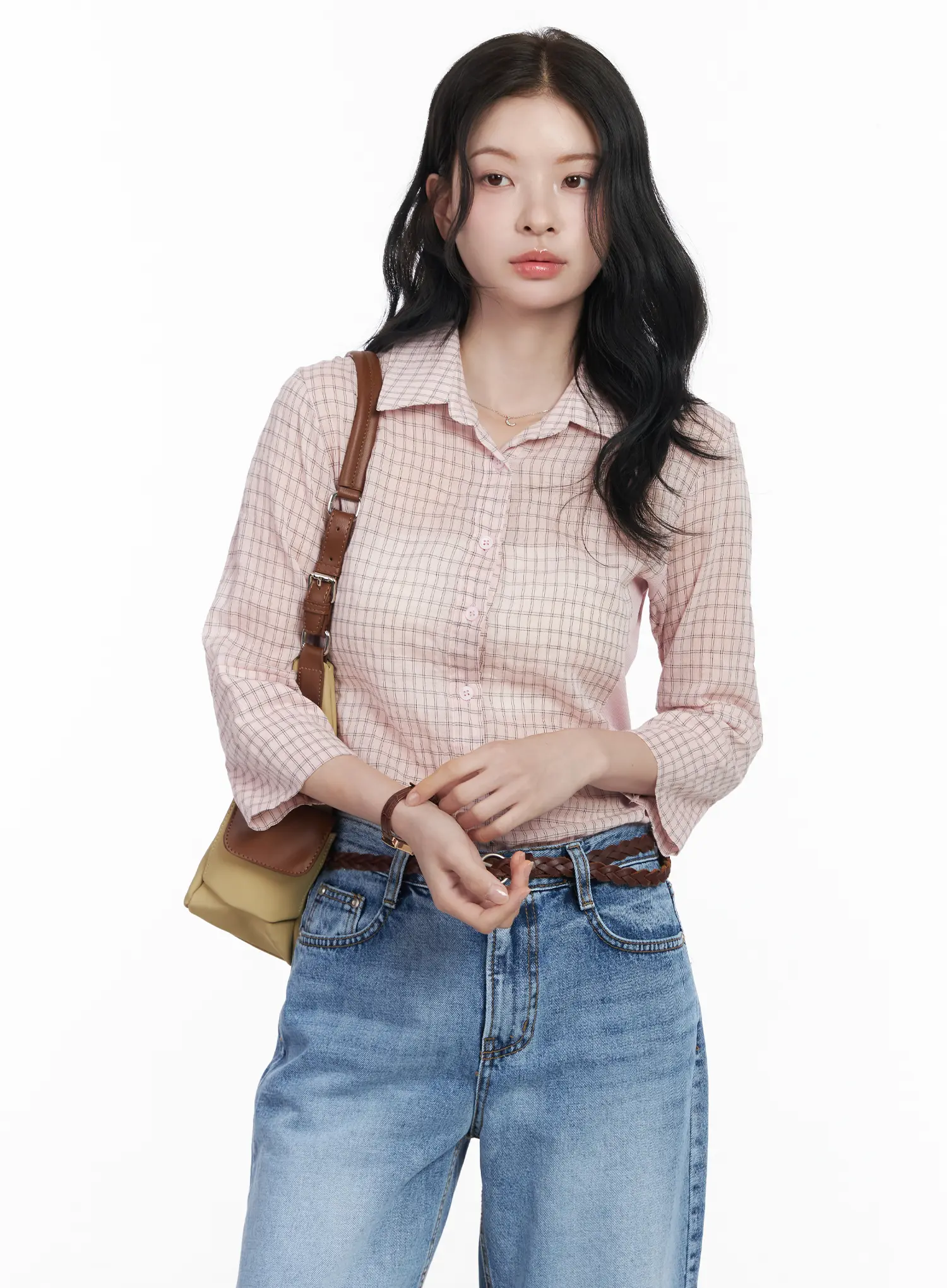 Slim Fit Checkered 3/4 Sleeve Shirt CA510