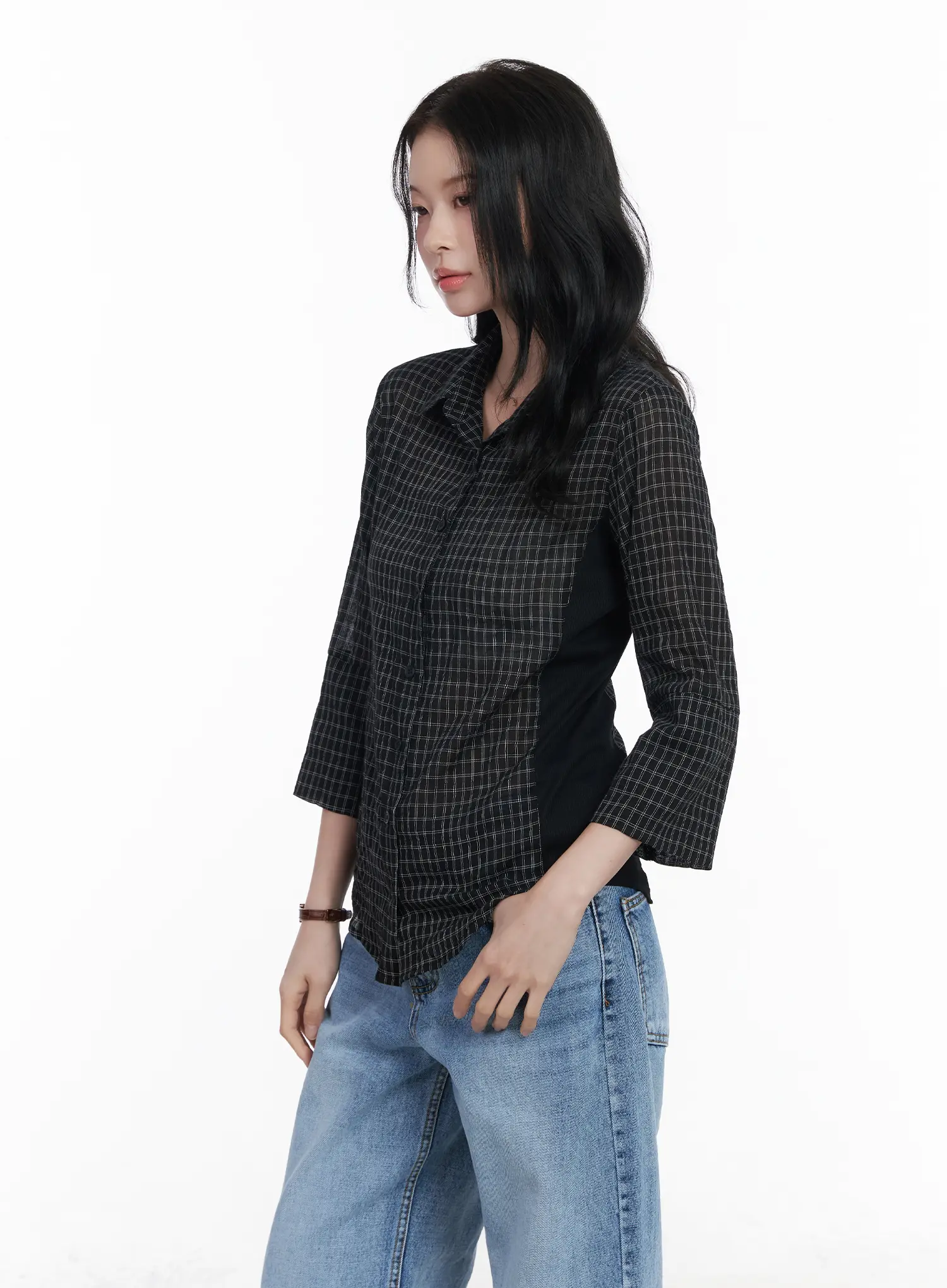 Slim Fit Checkered 3/4 Sleeve Shirt CA510 - Image 11