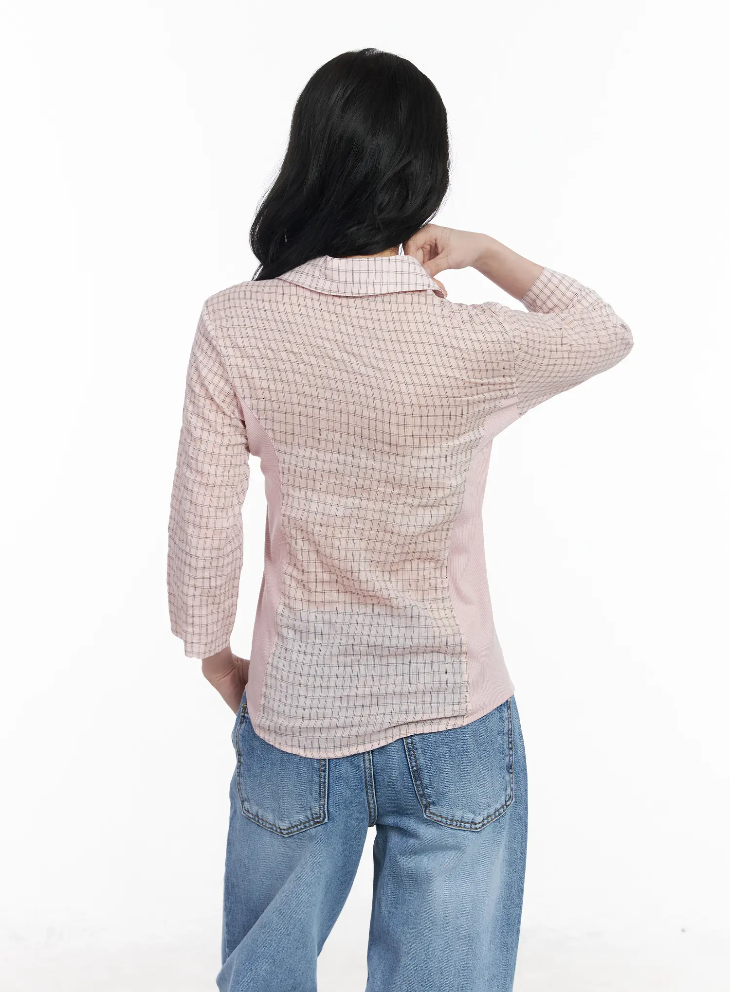 Slim Fit Checkered 3/4 Sleeve Shirt CA510 - Image 6