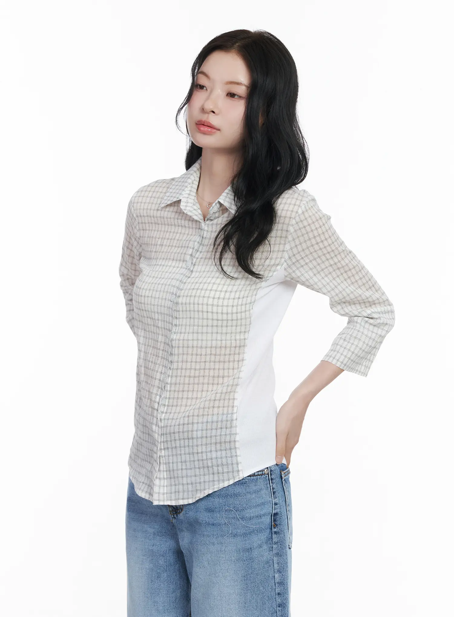 Slim Fit Checkered 3/4 Sleeve Shirt CA510 - Image 9