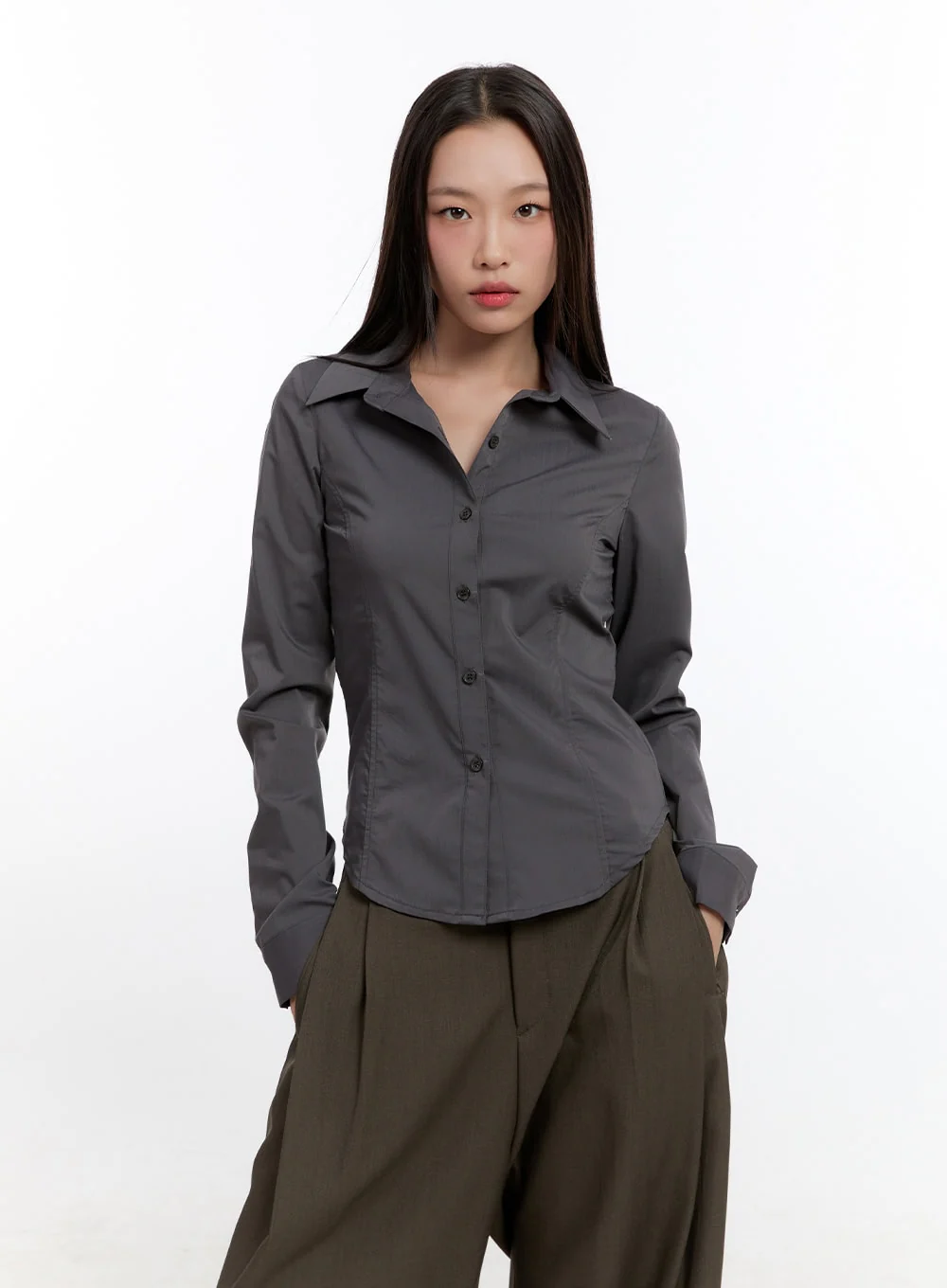 Slim Fit Collared Blouse CN420 - Image 8