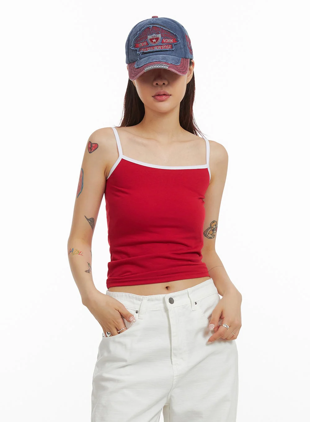 Slim Fit Contrast Cami Top IY410 - Image 3