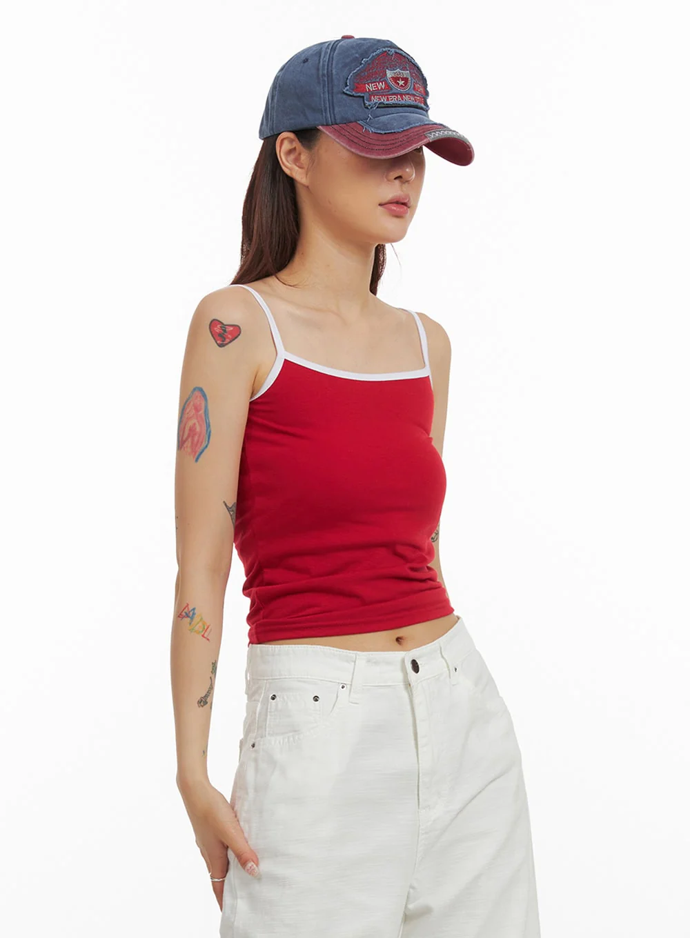 Slim Fit Contrast Cami Top IY410 - Image 4