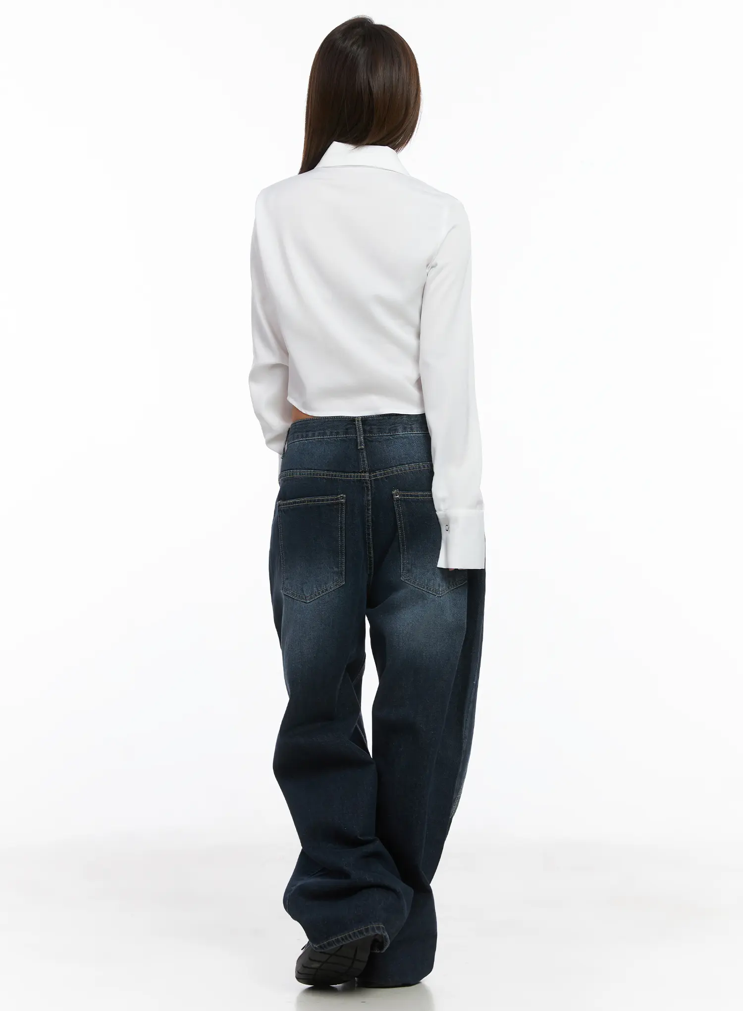 Slim Fit Crop Long Sleeve Shirt CJ512 - Image 5
