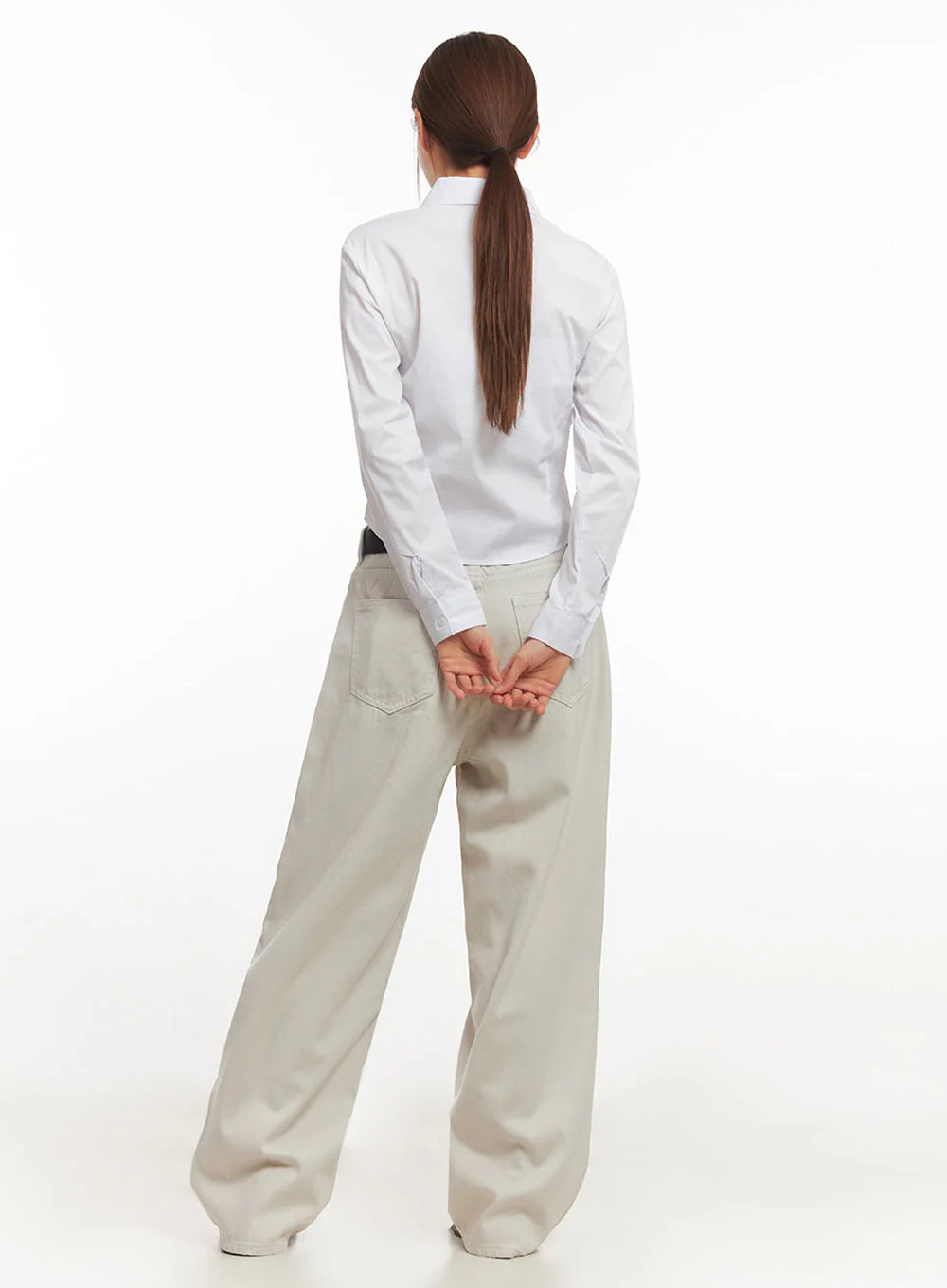 Slim-Fit Cropped Collared Button-Up Shirt IM513 - Image 10