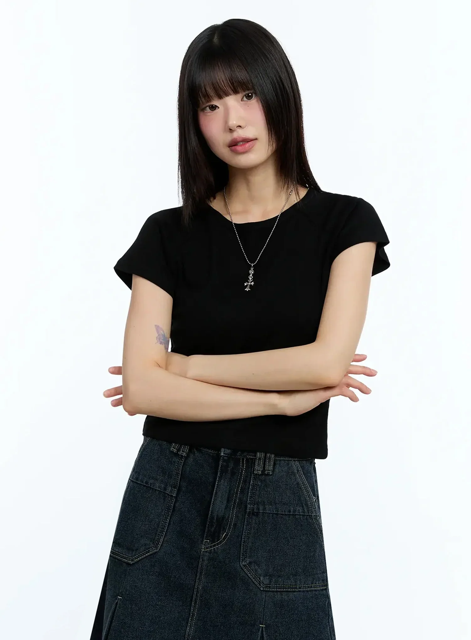 Slim-Fit Cropped Tee IU523 - Image 7