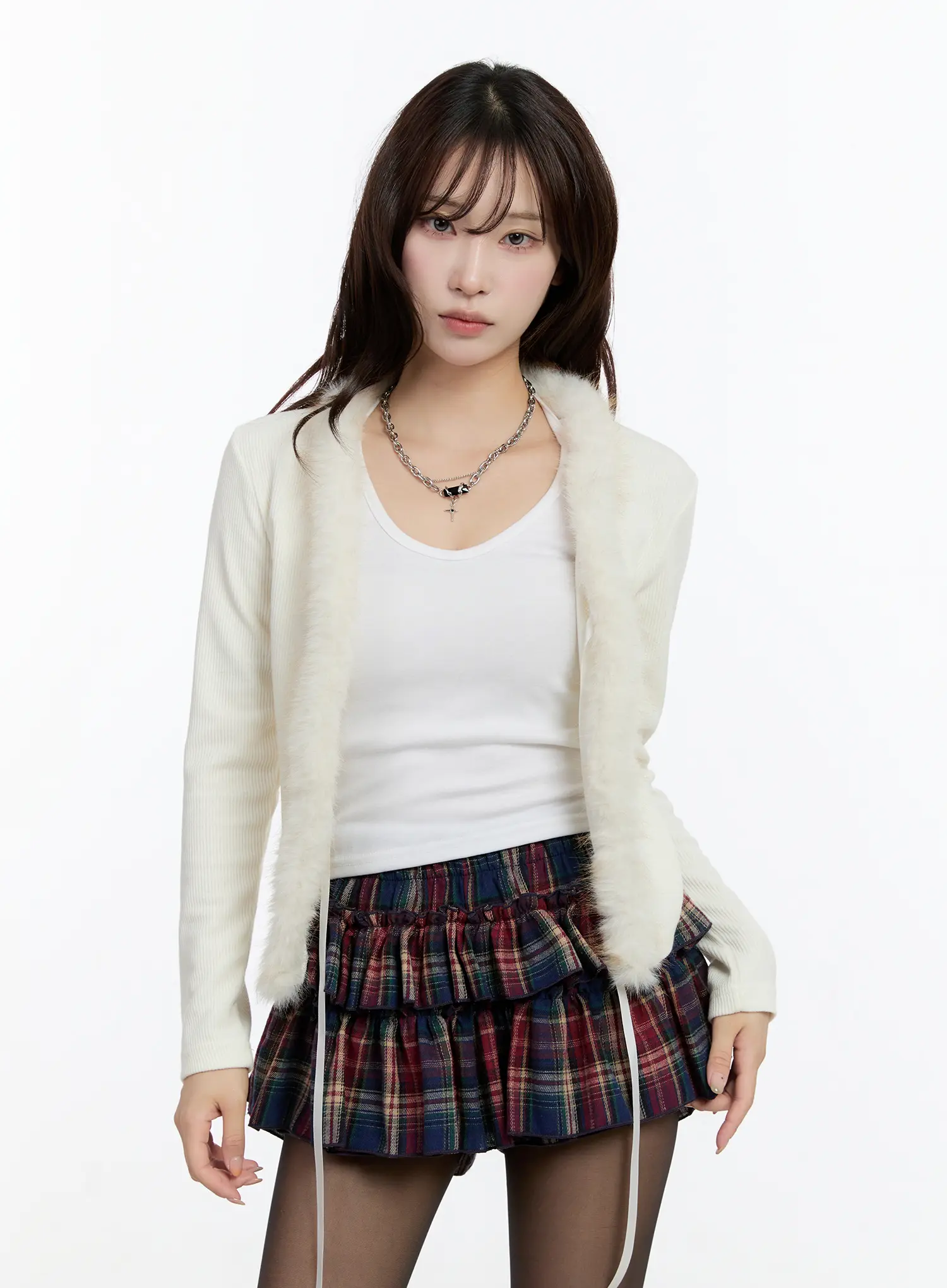 Slim Fit Faux Fur Cardigan CN524 - Image 10